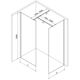 Mexen Kioto Walk-In-Dusche 155 x 200 cm Roségold transparent 800-155-202-60-00-080