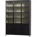 WOOOD Vitrine Exhibit Metall pulverbeschichtet mit Glastüren H 200 x B 140 x D 42 cm Tragkraft 20 kg pro Boden, einfach zu montierbar, pfleigleicht schwarz