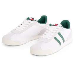Sneaker TOMMY JEANS "TJW LOW PROFILE RUNNER", Damen, Gr. 40, weiß, grün, rose, Textil, sportlich, Schuhe, Freizeitmode, Halbschuh, Schnürschuh mit Kontrastbesatz
