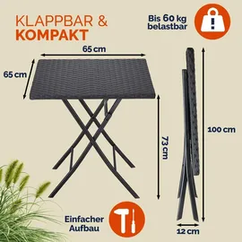 CASARIA Klapptisch 65 x 65 x 73 cm Schwarz