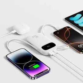 Baseus EnerFill Powerbank 20000mAh 45W mit integrierten USB-C/Lightning Kabeln - Schwarz