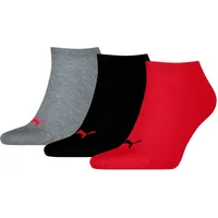 Puma Unisex Plain Sneaker Sock, Black/red-New, 35/38