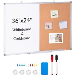 VEVOR 60x90cm Wandtafel Korktafel Pinnwand Memoboard Kombitafel Aluminiumrahmen