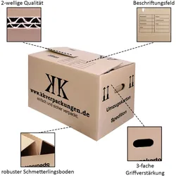 Midori 60x NEU UMZUGUSKARTONS 660x360x405 mm 2-wellig Umzug Karton - 50Kg Belastbarkeit