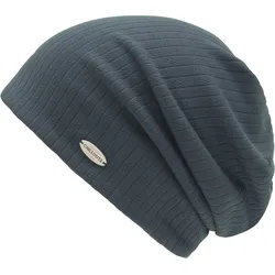 Beanie CHILLOUTS "Kamza Hat", Damen, blau (navy), Feinstrick, Baumwollmischung, unifarben, casual, Mützen, mit elegantem Rippenmuster