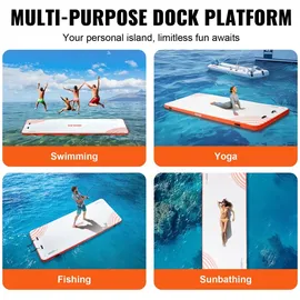 Mophorn VEVOR Aufblasbares Schwimmdock, 4,57 x 1,82 m, Dockplattform, rutschfeste Wasserschwimmdockmatte mit tragbarer Tragetasche und abnehmbarer Leiter, ...
