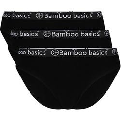 Bamboo basics Damen Slips YARA, 3er Pack - Logo-Bund, atmungsaktiv, Single Jersey Schwarz S