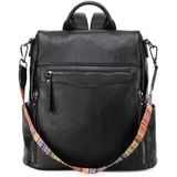 RAVUO Anti Diebstahl Rucksack, Rucksack Damen klein Cityrucksack Wasserdichte Damenrucksäcke 2 In 1 Handtasche für Mädchen Schwarz