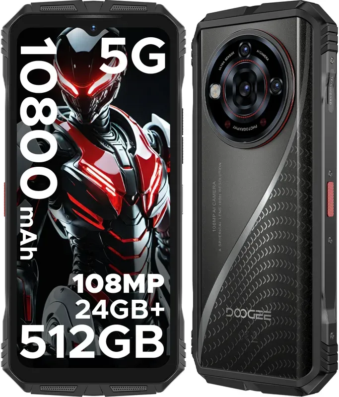 DOOGEE S118 PRO Rugged-Smartphone 5G, 24GB+512GB (2TB) DDR5, Dimensity 7050, 6,6 Zoll FHD+ 120Hz, 10800mAh/33W, 108MP+20MP Nachtsicht, Android-Rugged-Phone, Al-Funktion, WiFi 6/ Face ID/NFC