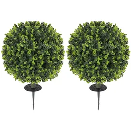 Homcom 2er-Set Künstlicher Buchsbaumkugeln 56 cm Kunstpflanze
