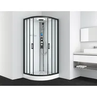 SANOTECHNIK Austin Komplettdusche mit Schiebetür 90 x 215 cm schwarz Sicherheitsglas