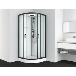 SANOTECHNIK Austin Komplettdusche mit Schiebetür 90 x 215 cm schwarz Sicherheitsglas