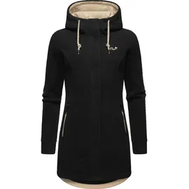 Ragwear Damen warme Teddyjacke lang Fleecemantel mit Kapuze Letti Teddy-Fleece YOUMODO Black Gr. 5XL - 5XL