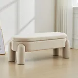 Ya-Home Sitzhocker aus Samt Sitzbank mit Stauraum Sitztruhe Flur Bettbank Schlafzimmer 114cm, Khaki