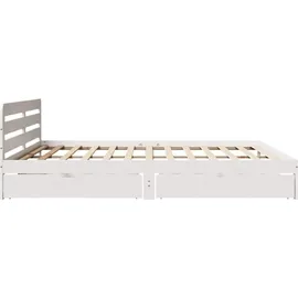 vidaXL Bett, Bett ohne Matratze Weiß 180x200 cm Kiefernholz