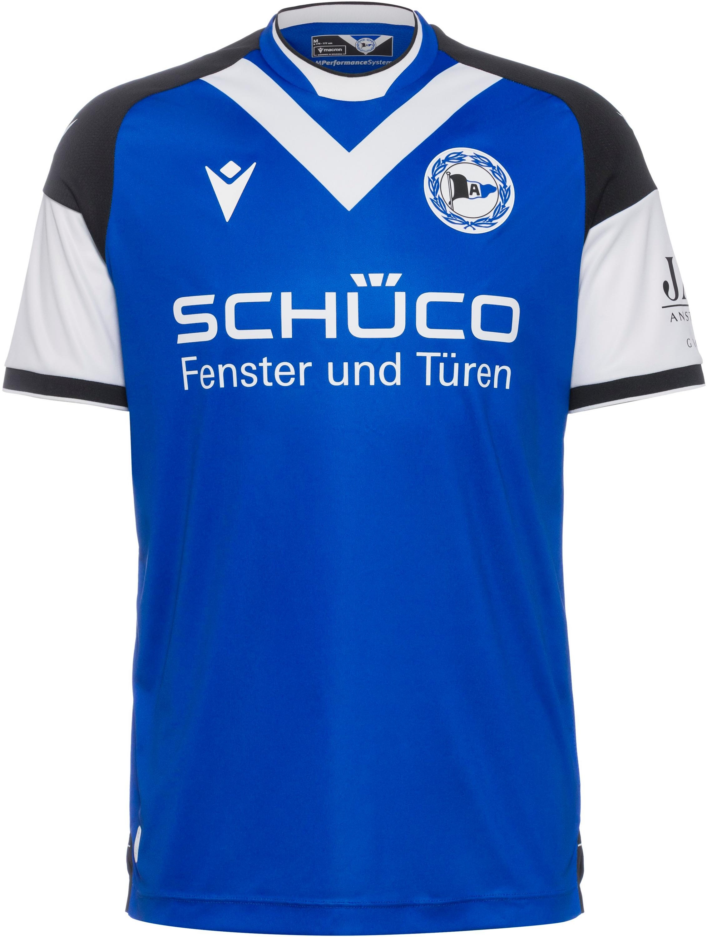macron Arminia Bielefeld 23-24 Heim Teamtrikot Herren in blau-schwarz-weiß, Größe L - blau
