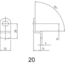 ASSA ABLOY Sperrnase für Elektronisches Schrankschloss Sense+pin,nr.20,gekröpft
