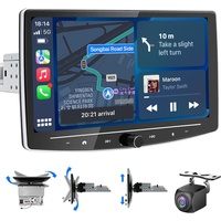 Android Autoradio 1 DIN Wireless Carplay Android Autoradio Touch Display, 10,1 Zoll HD Abnehmbares Bildschirm Autoradio mit Navi, WiFi 4G GPS AM/FM RDS Rückfahrkamera,2+32G