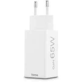 Hama 65W 2x USB-C GaN Schnellladegerät, Weiß