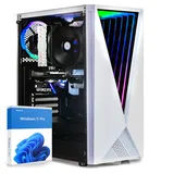 dcl24 AMD Gaming PC Ryzen 5 5500, RTX4060 8GB - 500GB SSD, 16GB DDR4, PC System mit 6x4.2 GHz, weißer Gamer PC mit WLAN, Tower PC mit Windows 11 Pro