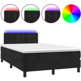 vidaXL Boxspringbett mit Matratze & LED Schwarz 120x200 cm Samt