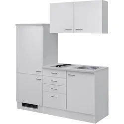 Küchenzeile FLEX-WELL "Wito", weiß (front: weiß, korpus: weiß, arbeitsplatte: fantasie), B:160cm H:200cm T:60cm, Komplettküchen-Sets, Küchenzeile, Gesamtbreite 160 cm, mit Einbau-Kühlschrank, Kochfeld und Spüle etc.