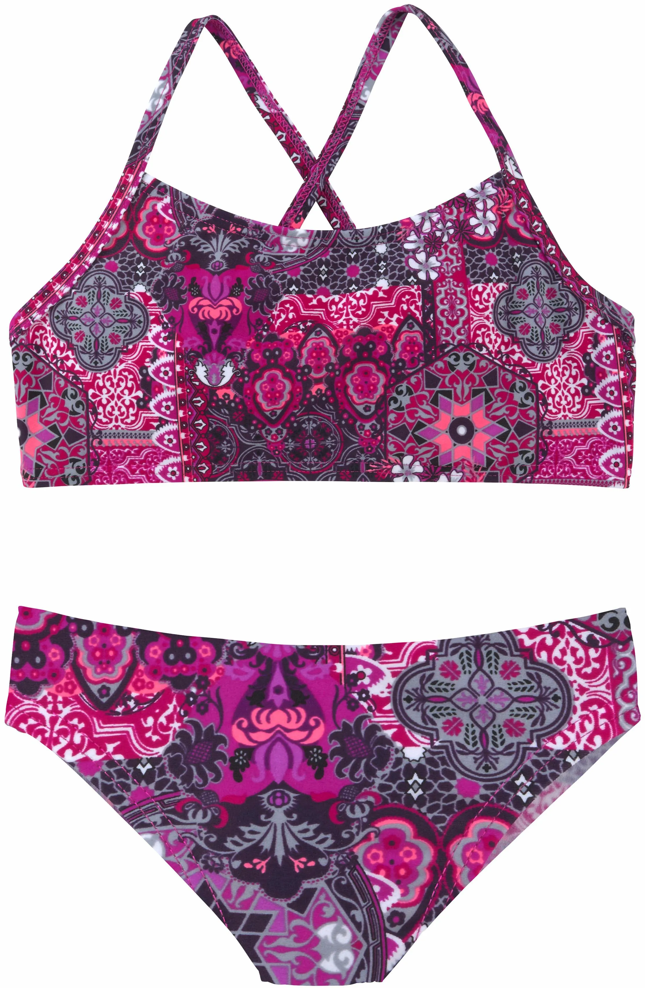 Buffalo Bustier-Bikini »Shari Kids«, mit verspieltem Print Buffalo aubergine-bedruckt 170/176