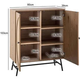 Wohnling Sideboard 80 x 103 x 39 cm Braun
