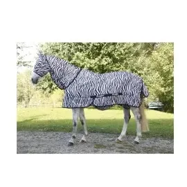 Covalliero RugBe Zebra Fliegendecke Ekzemerdecke Pferdedecke mit Halsteil 155cm