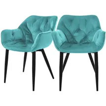 ML-Design Esszimmerstuhl Blau Metall, 67x83x59 cm, Esszimmer, Stühle, Esszimmerstühle 2er Set, Petrol, aus dickem Samtstoff