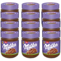 MILKA Schokoaufstrich, Milka Haselnusscreme Brotaufstrich mit Haselnüssen 350g 12er Pack
