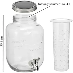 Haushalt International Getränkespender Glas Zapfhahn 4L