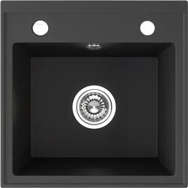 Laveo Trzynastka 1 Becken rechts Einbauspüle Granit schwarz matt 440 x 440 mm Handbetätigung