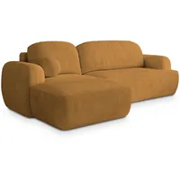 masseno Ecksofa MODENZA P L-S Gelb, Kordstoff mit Schlaffunktion