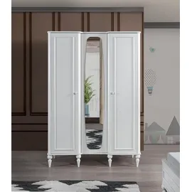 JV Möbel Kleiderschrank mit Spiegel 63 x 195 x 133 cm Weiß