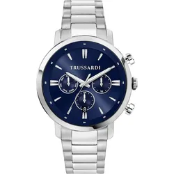 Trussardi Uhren-Set Edelstahl blau, silber Herren 