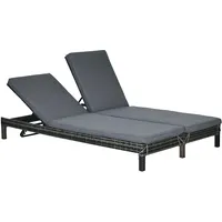 Outsunny Doppelliege 195 x 120 x 28 cm grau