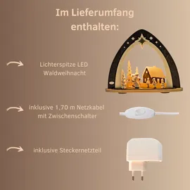 Weigla LED Lichterspitze/Schwibbogen"Waldweihnacht" inkl. handgeschnitzter Figuren Erzgebirge garantiert