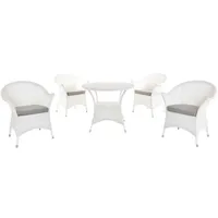 Krines Home Sitzgruppe Exklusives Gartenmöbel Set 4 Stühle mit Tisch PE Rattan wetterfest, (5-tlg), Garten Sitzgarnitur Polyrattan Sitzgruppe 4 Personen weiß