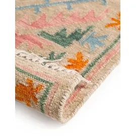 benuta Pure Handgewebter Kelim Zohra - Multicolor/Beige 120x170 cm - Wolle handgewebt - Rechteckig & im Style: Kelim, Ethno-Style, Natural Living - Pflegeleicht für Wohnzimmer Schlafzimmer