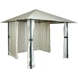 MCW Pergola MCW-J63, Garten Pavillon, Terrassenüberdachung mit Seitenwand, 3x3m - creme-beige