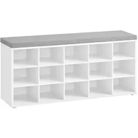 VASAGLE Schuhbank 105 x 48 x 30 cm grau, weiß gepolstert / grau