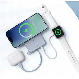 UGREEN PB773 MagFlow 10.000mAh 25W Magnetic Wireless Powerbank Qi2 integriertes 30W USB-C Schnellladekabel MagSafe-kompatibel silbe (65958B)