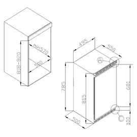 Amica UKSD 361 951 Unterbaukühlschrank (82 l, 815 mm hoch)