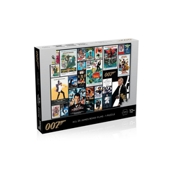 Winning Moves Steckpuzzle Puzzle - James Bond Movie Poster 1000 Teile - all 25 Bonds, 1000 Puzzleteile beige
