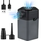 Mini-akku-luftpumpe [bouroul] 6000 Pa 2850 U/min Aufblasbar/entleerbar 120 L/min Elektrisch Schwarz Abs 9,3 X 4 X 4 Cm Mit 2 Düsen Für Luftmatratzen, Pools Und Staubsauger