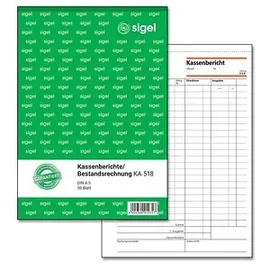 Sigel Formularbuch Kassenbericht/Bestandsrechnung A5 Weiß