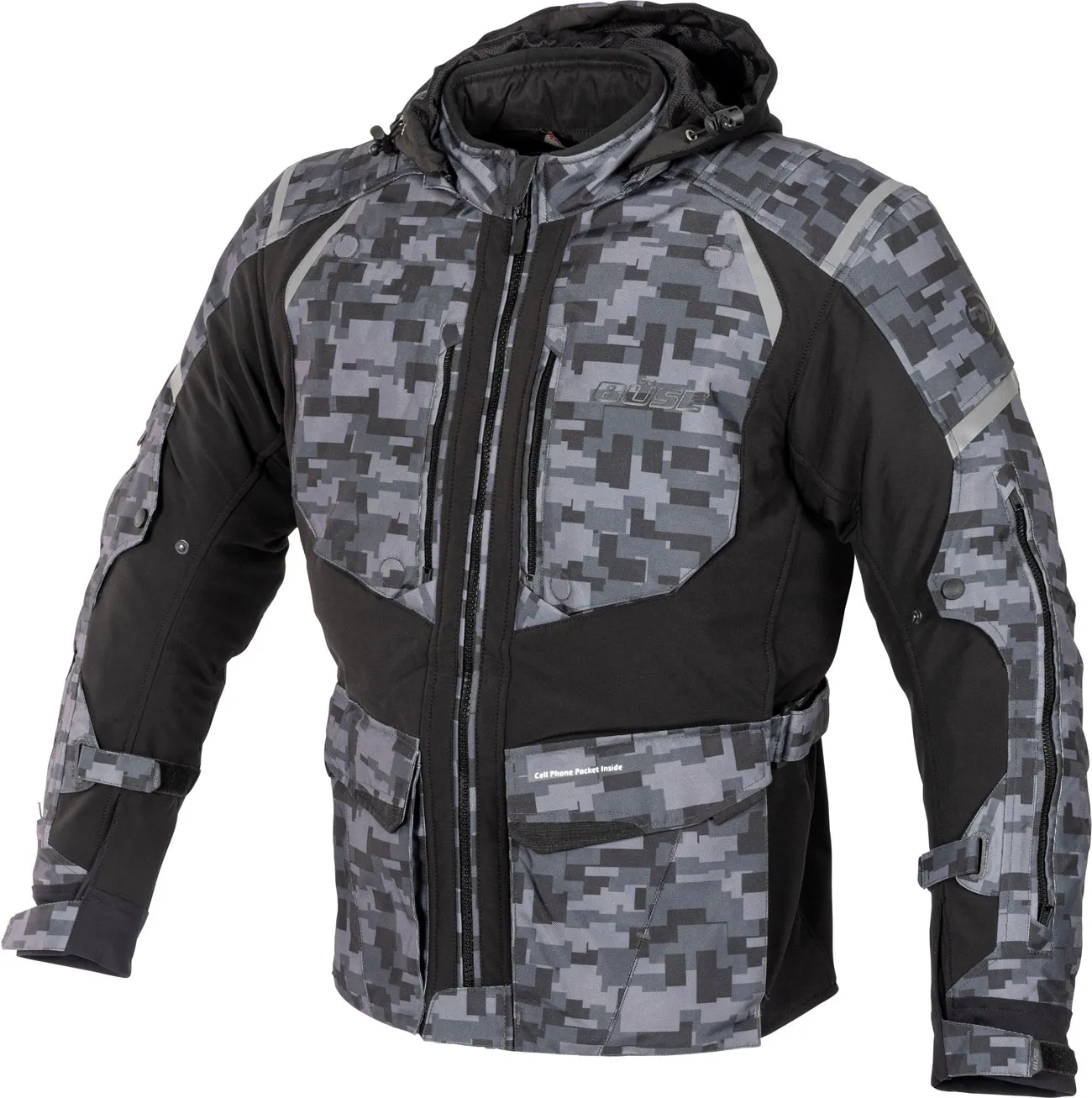 Büse Bristol Camo, veste en textile - Noir/Gris/Gris Clair - XL