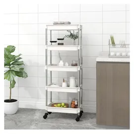 vidaXL Küchenwagen 5 Etagen Weiß 42x29x128 Cm Eisen Und Abs Vidaxl