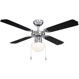 Tubiaz Deckenventilator mit Beleuchtung 80W, Lampe mit Ventilator Ø55cm, Sommer/Wintermodus (Vor- und Rücklauf), Deckenleuchte Sommer Wintermodus Fernbedienung, 1x E27, DxH 106,6x41,5 cm